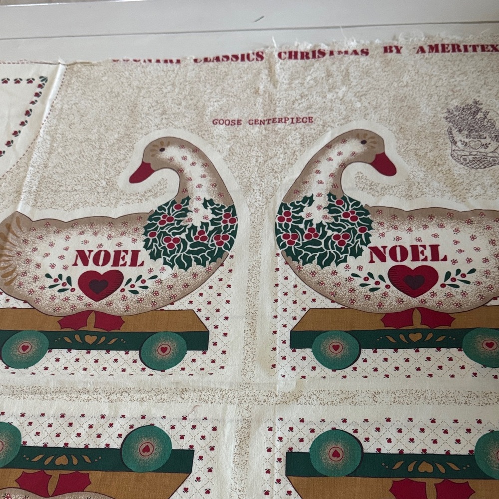 Vintage Festive Xmas Fabric Panel Holiday Designs by Ameritex  great for🎄 crafts